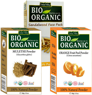 

Indus Valley Bio Organic Mulethi+Sandalwood+Orange Peel Powder Combo-Set of 3(300 g)
