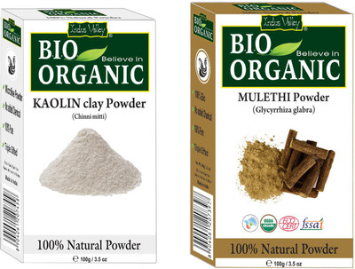 

Indus Valley Bio Organic Kaolin Clay+Mulethi Powder Combo-Set of 2(200 g)