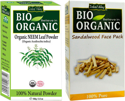 

Indus Valley 100% Natural Sandalwood Face Pack and Neem powder for Skin Care Set of 2(200 g)
