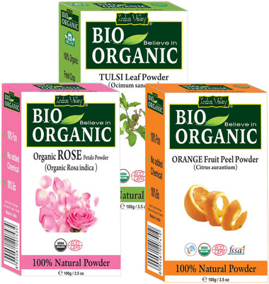 

Indus Valley BIO Organic Rose Petals + Orange Peel + Tulsi Herbal Powder (Combo Pack of 3)(300 g)