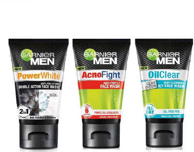 

Garnier facewash acno fight +oil clear +power white 100 ml x 3 Face Wash(300 ml)