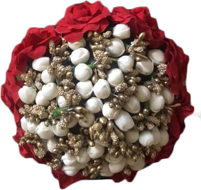 

Three Elements Artificial Flower Gajra Juda Extension Hair Accessories For Women Bun Maker For Girls In Red and White Bun(Red, White)