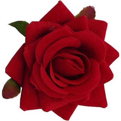

A J DISTRIBUTORS Red Velvet Vintage Rose Flower Brooch Pin For Wedding Party Hair Clip (Red) Bun Clip (Red) Hair Clip(Red)