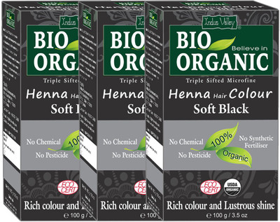 

Indus Valley BIO Organic Soft Black - Triple Pack - Henna Hair Color(Soft Black)