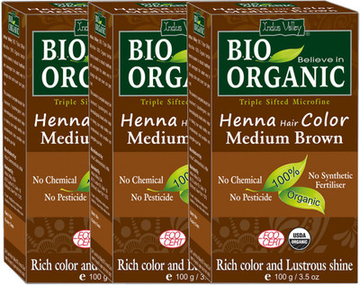 

Indus Valley Bio Organic Medium Brown Henna Hair Color - Triple Pack Hair Color(Medium Brown)