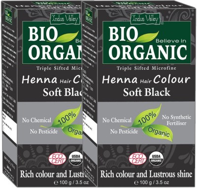 Indus Valley BIO Organic Soft Black Henna Hair Color - Twin Pack , Soft Black