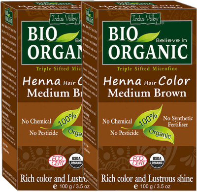 

Indus Valley Bio Organic Medium Brown Henna Hair Color Twin Pack Hair Color(Medium Brown)