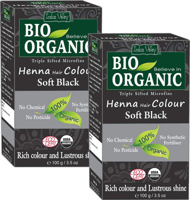 

Indus Valley 100% Organic Soft Black Henna Hair Colour (Set of 2 - 200g) Hair Color(Soft Black)