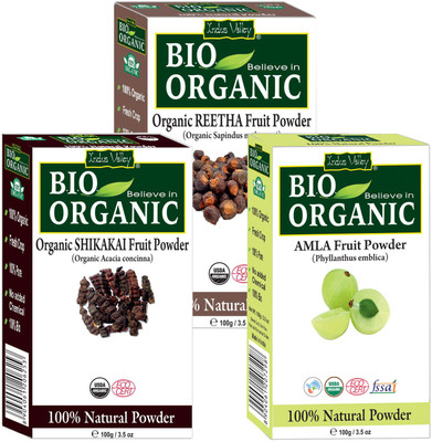 

Indus Valley BIO Organic Herbal Amla + Shikakai + Reetha Powder- Combo Pack of 3-in-1(300 g)