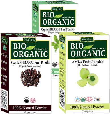 

Indus Valley BIO Organic Amla, Shikakai & Brahmi Herbal Powder - Combo Set of 3(300 g)