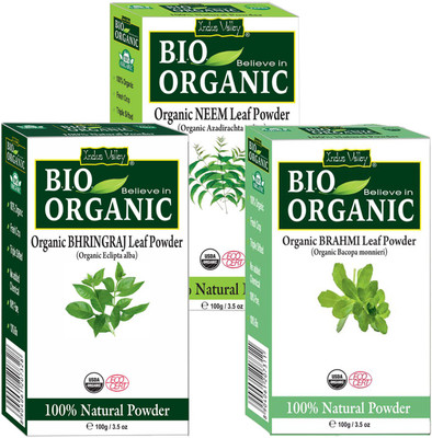 

Indus Valley BIO Organic Bhringraj + Brahmi + Neem Natural Powder 3-in-1 Combo Kit(300 g)