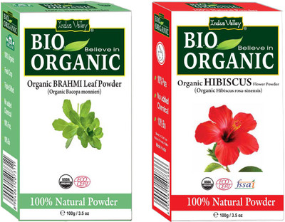 

Indus Valley Bio Organic Hibiscus Powder and Brahmi Powder for Dandruff Control- Set of 2(200 g)