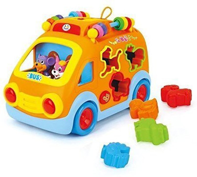 

toyuniverse Educational Happy Bump n Go Bus with Blocks and Music(Multicolor)