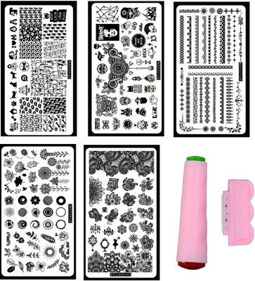 

Royalkart Nail Art Stamping Kit With Jumbo 5 Image Plates (COCO4,6,9,10,13 Plate) With Double-sided Stamper & Scraper(Multicolour)