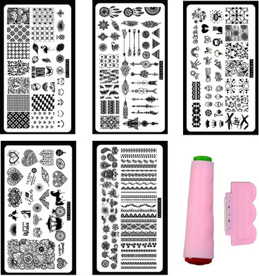 

Royalkart Nail Art Stamping Kit With Jumbo 5 Image Plates (COCO1,2,3,7,12 Plate) With Double-sided Stamper & Scraper(Multicolour)