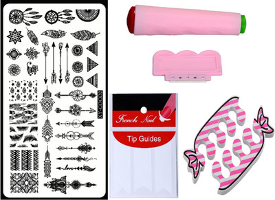 

Royalkart Nail Art Stamping Kit With 1 Stamping Image Plate(XY-COCO2), Stamper & Scraper, French Manicure Finger Tip Guide and Finger Nail Rest(Multicolour)