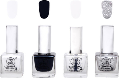 

Lips & Tips Premium Collection Exclusive Nail Paints -White, Black, Base coat, Silver Star (Pack of 4) White, Black, Base coat, Silver Star(Pack of 4)