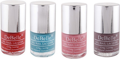 

DeBelle Gel Nail Lacquer 8 ml each Combo of4 (Red, Turquoise blue ,Pink& Mauve) French Affair,Royale Cocktail ,Miss Bliss, Majestique Mauve(Pack of 4)