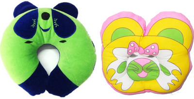 

EasyShop Panda_Cartoon Neck Support Soft baby Pillow for Children,made with best quality fabric with good looking_Pack of 2 (1 Green and 1Yellow ) Neck Pillow(Yellow, Green), Yellow and green