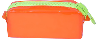 

ERA INNOVATIVE GIFTING Unisex Zipper Lock Bags Candy Art Polyester Pencil Box(Set of 1, Orange, Green)