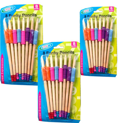 

TECHNOCHITRA WOODEN PENCILS WITH GRIP FOR HAND WRITING IMPROVEMENT PACK OF 3 Pencil(Set of 3, Multicolor)