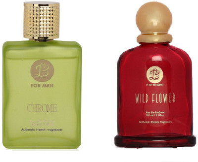 

Lyla Blanc Mens CHROME & Womens WILD FLOWER - (Set of 2 Perfume for Couple) (100ml each) Eau de Parfum - 100 ml(For Men & Women)