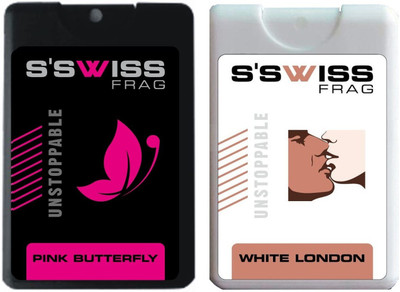 

S'SWISS PINK BUTTERFLY ANDWHITE LONDON POCKET PERFUME 2 PCS COMBO Perfume - 20 ml(For Men & Women)