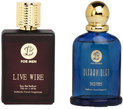 

Lyla Blanc Mens LIVE WIRE & Womens ULTRA VOILENT - (Set of 2 Perfume for Couple) (100ml each) Eau de Parfum - 100 ml(For Men & Women)