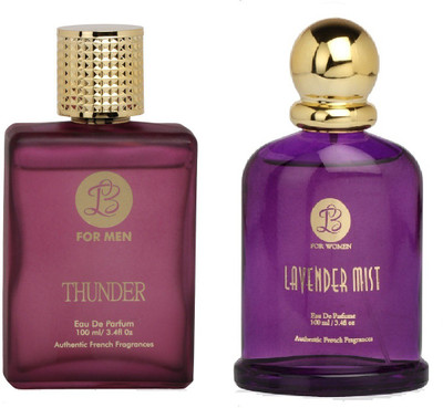 

Lyla Blanc Mens THUNDER & Womens LAVENDER MIST - (Set of 2 Perfume for Couple) (100ml each) Eau de Parfum - 100 ml(For Men & Women)