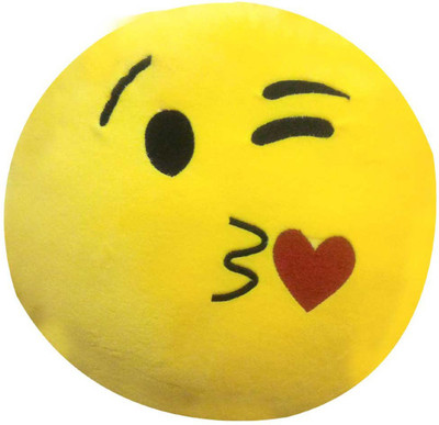 Natali Traders Microfibre Smiley Cushion Pack of 1(Yellow)