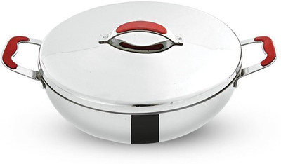 

Pigeon Sizzler Series with S.S Lid, 1 Litre Kadhai 20 cm with Lid(Stainless Steel, Induction Bottom), Silver