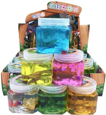 

PTCMart Dinosaurs Crystal Clear Putty Slime Jelly Clay with Dino Figures Educational Toy Set of 6 Multicolor Putty Toy Multicolor Putty Toy