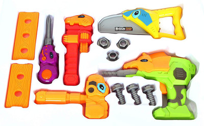 

MWG Exports Co 13 Piece Take A-Part Dinosaur Tools Playset for Toddlers with Lights & Sound Emitting Electronic Drill