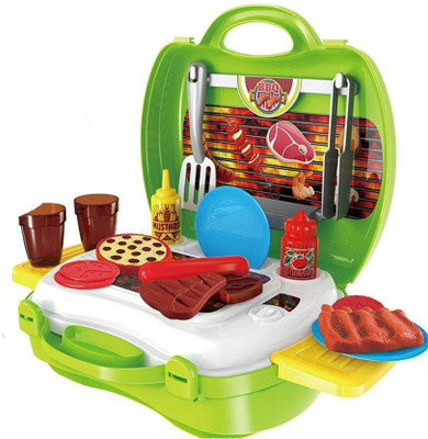 

J H Traders Barbecue Grill Tools Kitchen Gourmet Food Role Paly Set, 23Pcs/Set in Portable Travel Suitcase Cooking Toy Kit for Kids Boys Girls Toddler (Barbecue)