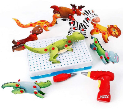 

MWG Exports Co Take Apart 3D Animal Figure Model Building Kits for Children Toys with Electric Tool Drill