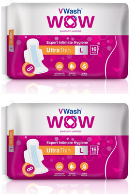 

V Wash Wow Sanitary Napkins Ultra Thin Sanitary Pad(Pack of 2)