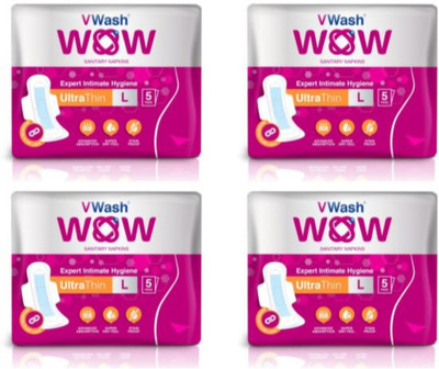 V Wash Wow Sanitary Napkins Ultra Thin Sanitary Pad(Pack of 4)