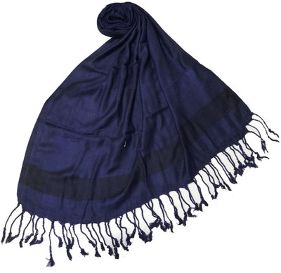 Aaanimation Cotton Viscose Blend Solid Women Shawl(Blue)