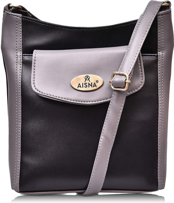 

Aisna Women Casual Black, Grey PU Sling Bag