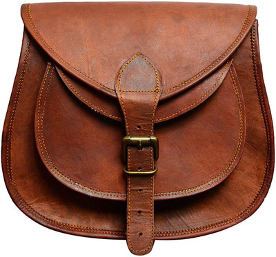 

dzcollections Women Casual Brown Genuine Leather Sling Bag