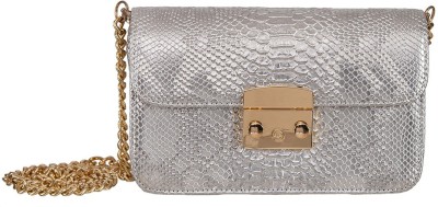 

PEAUBELLA Women Evening/Party Silver Synthetic Leather Sling Bag