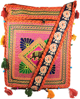 

VeePlay Women Casual Orange, Multicolor Fabric Sling Bag, Multicolor;orange