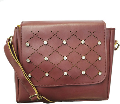 

AVS Women Evening/Party, Casual Maroon PU Sling Bag