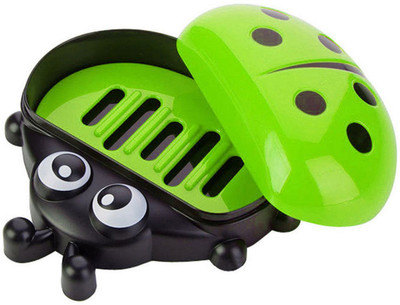 

INAAYA Soap Box for Bathroom, Kids Soap Case, Cartoon Soap Box Trey, Pack of 1(Green, Black), Black;green