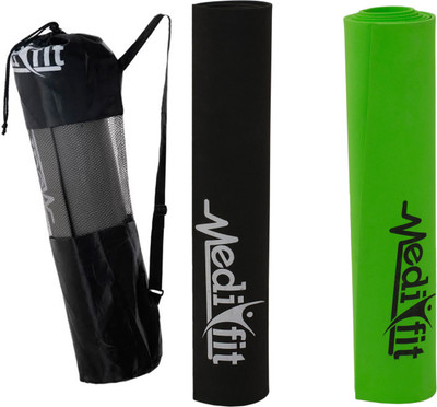 

MEDIFIT COMBO OF 2 Yoga Mat Black, Green 8 mm Yoga Mat