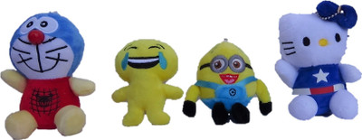 

Aarika Soft toy Combo(Doraemon + Smiley + Minion + Kitty) - 12 cm(Multicolor)