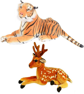

MEGAEMART TIGER AND DEER ANIMAL SOFT TOY PACK OF 2 - 49 cm(Multicolor)