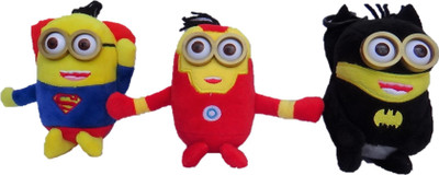 

Aarika Soft toy Minion(Super Heroes-Superman+Ironman+Batman) - 12 cm(Multicolor)