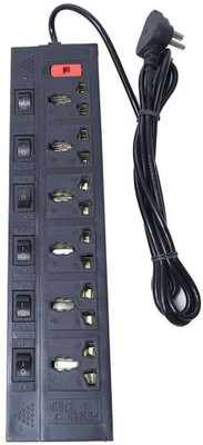

Madhram 6+6 Power Extension Board | Quality Guaranteed | Suitable for Household, Office, Computer and its peripherals | Power Cable with 2.5 Yards | Fuse and Spark Suppressor, Led Indicator (Black) 6 Socket Surge Protector(Black)