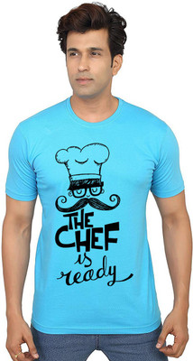 Aseria Printed, Graphic Print, Typography Men Round Neck Light Blue T-Shirt